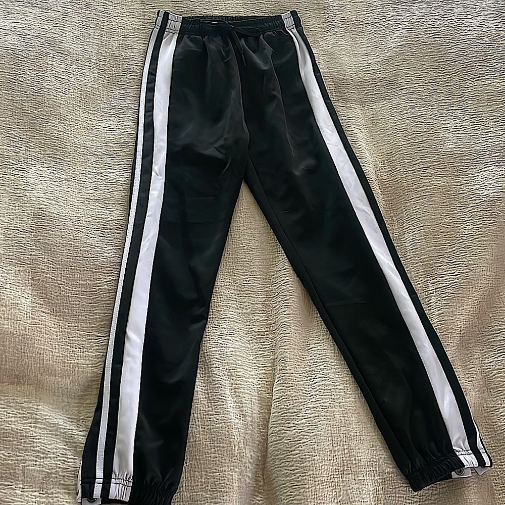 Black and White Tracksuit Style Pants, With Unbutton-able Sides